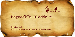Hegedűs Aladár névjegykártya